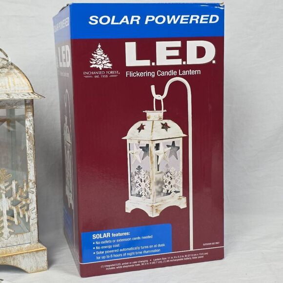 Enchanted Forest Solar LED Flicker Candle Lantern White - Picture 2 of 8